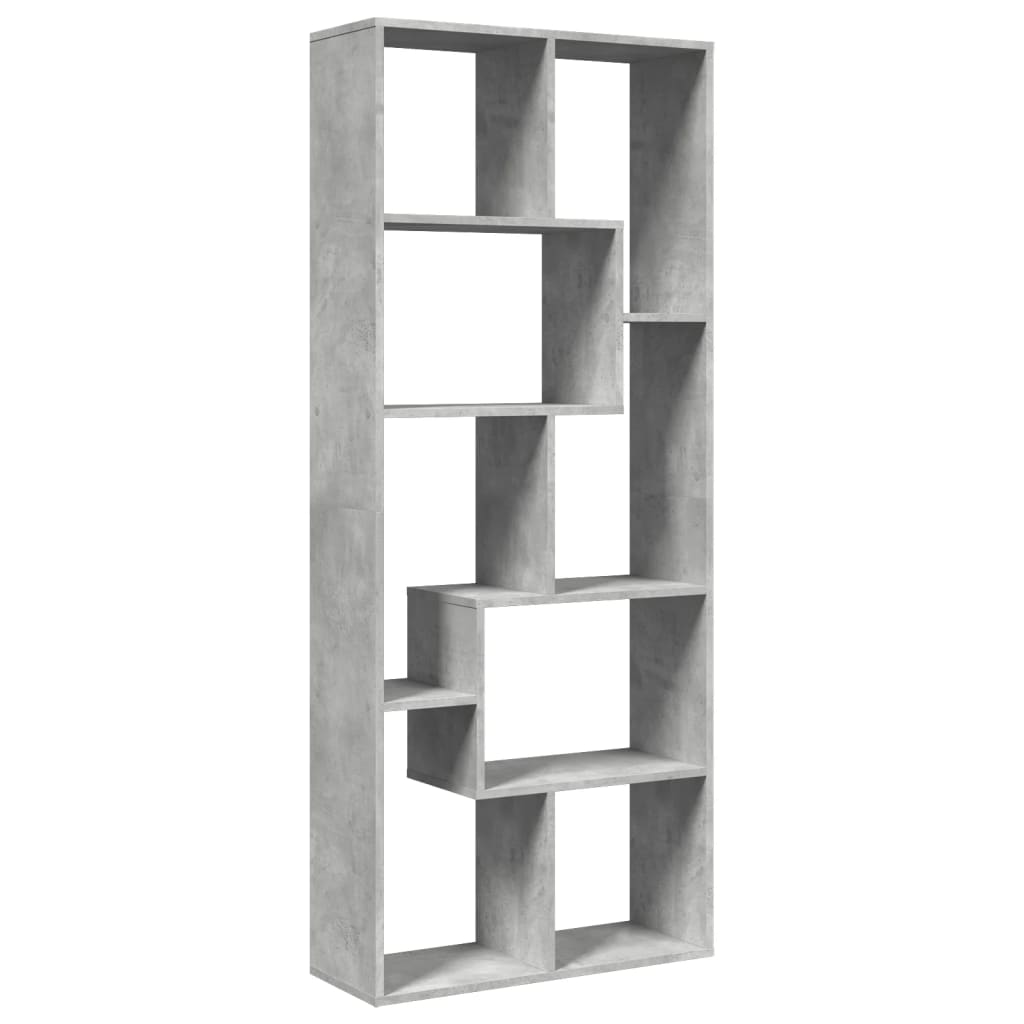 Room Divider Bookcase Concrete Grey 67x25x161.5 cm Wood Material