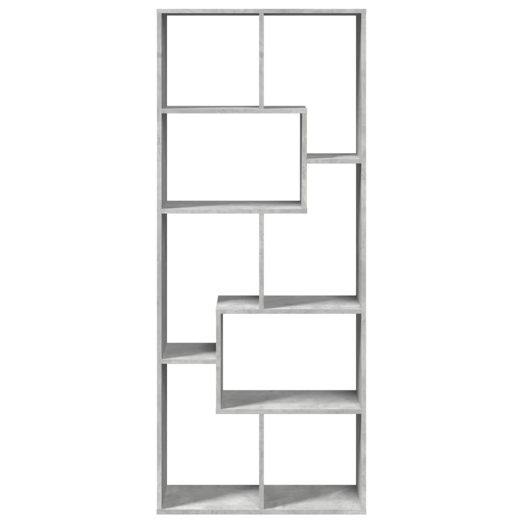 Room Divider Bookcase Concrete Grey 67x25x161.5 cm Wood Material