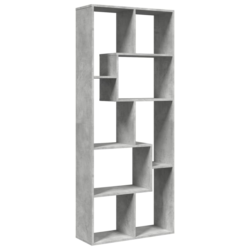 Room Divider Bookcase Concrete Grey 67x25x161.5 cm Wood Material