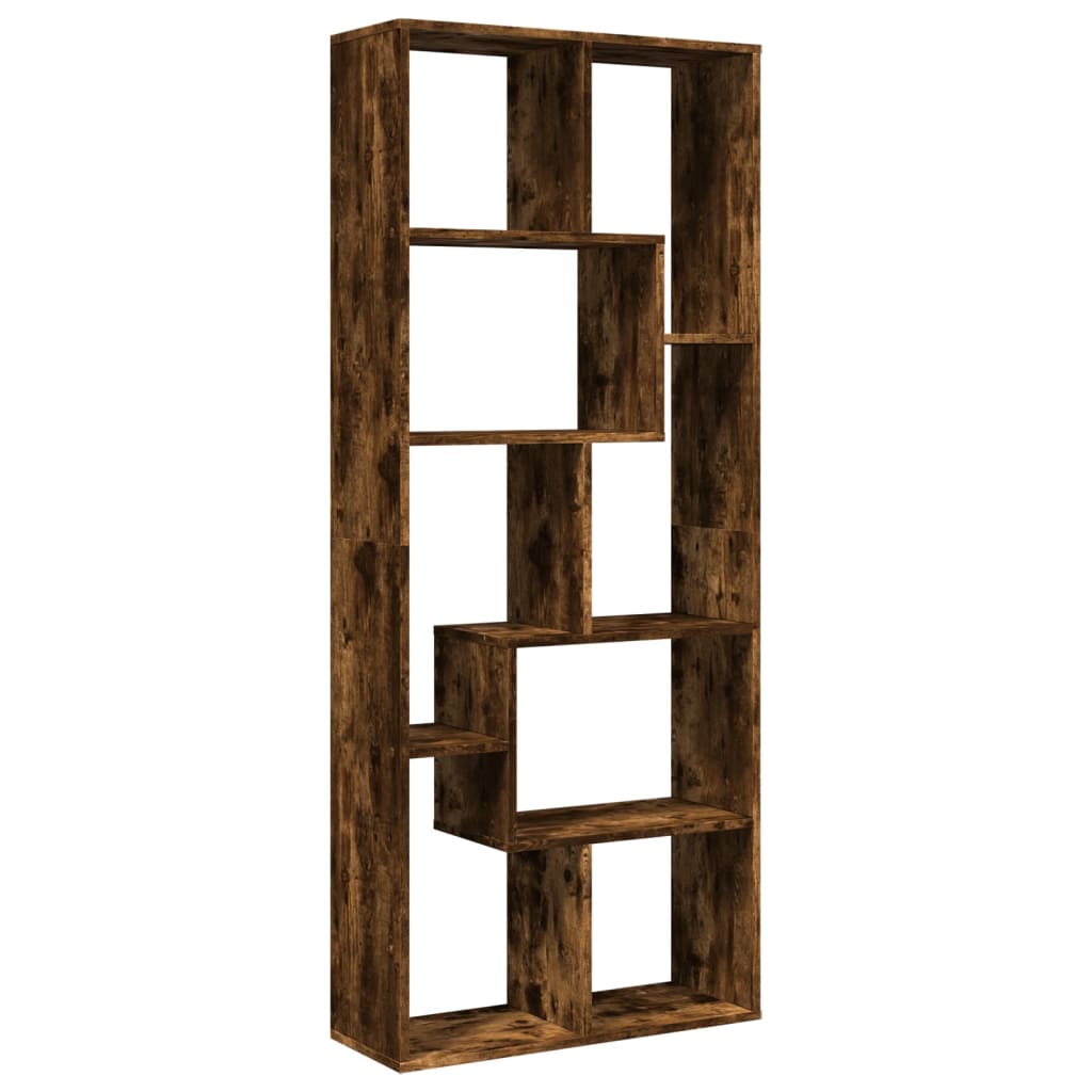 Room Divider Bookcase Smoked Oak 67x25x161.5cm Wood Material