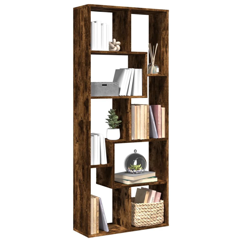 Room Divider Bookcase Smoked Oak 67x25x161.5cm Wood Material