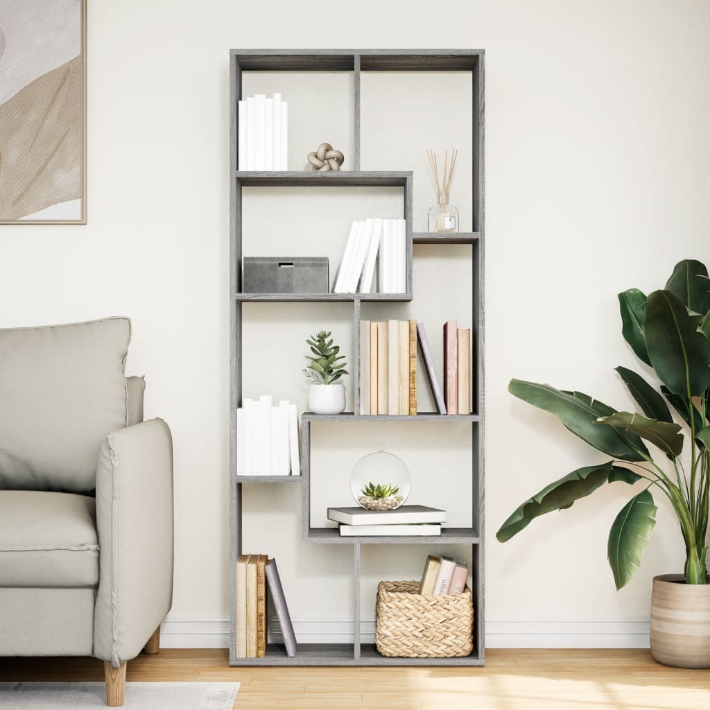 Room Divider Bookcase Gray Sonoma 67x25x161.5 cm Wood Material