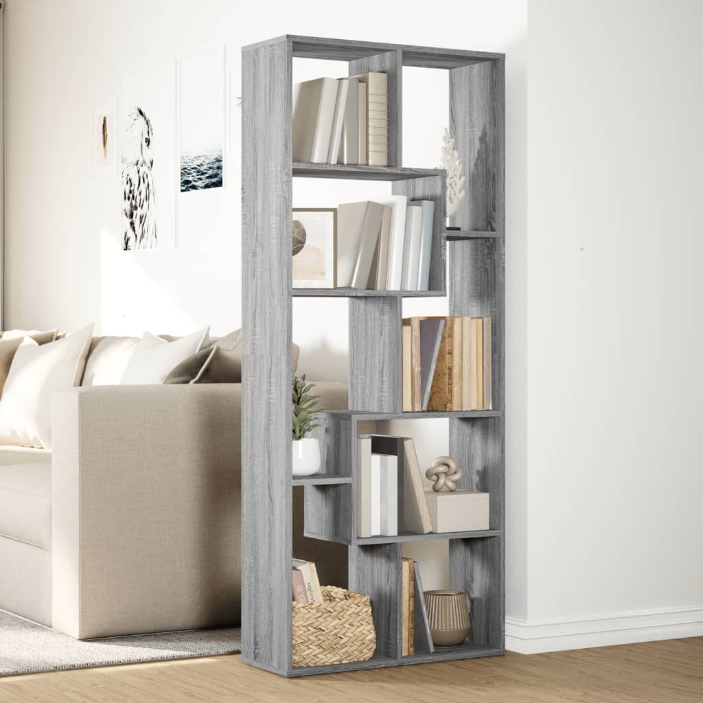 Room Divider Bookcase Gray Sonoma 67x25x161.5 cm Wood Material