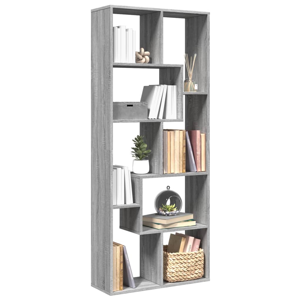 Room Divider Bookcase Gray Sonoma 67x25x161.5 cm Wood Material