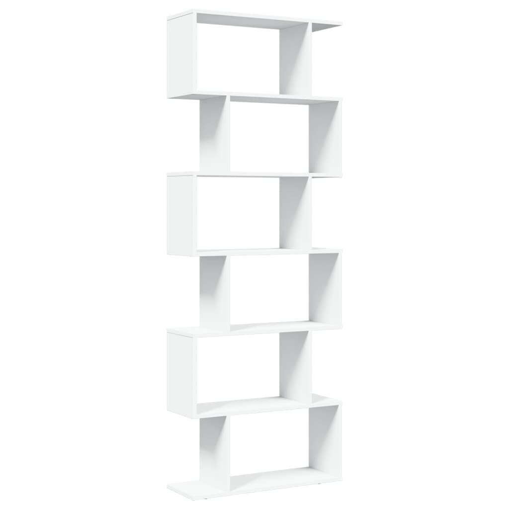 Room Divider Bookcase 6 Tiers White 70x24x193 cm Wood Material