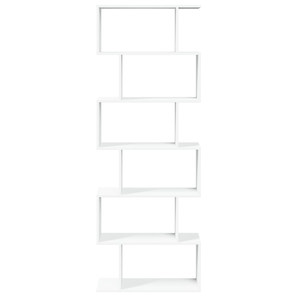 Room Divider Bookcase 6 Tiers White 70x24x193 cm Wood Material