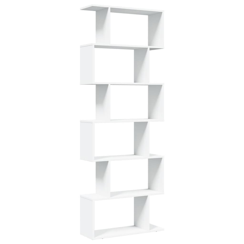 Room Divider Bookcase 6 Tiers White 70x24x193 cm Wood Material