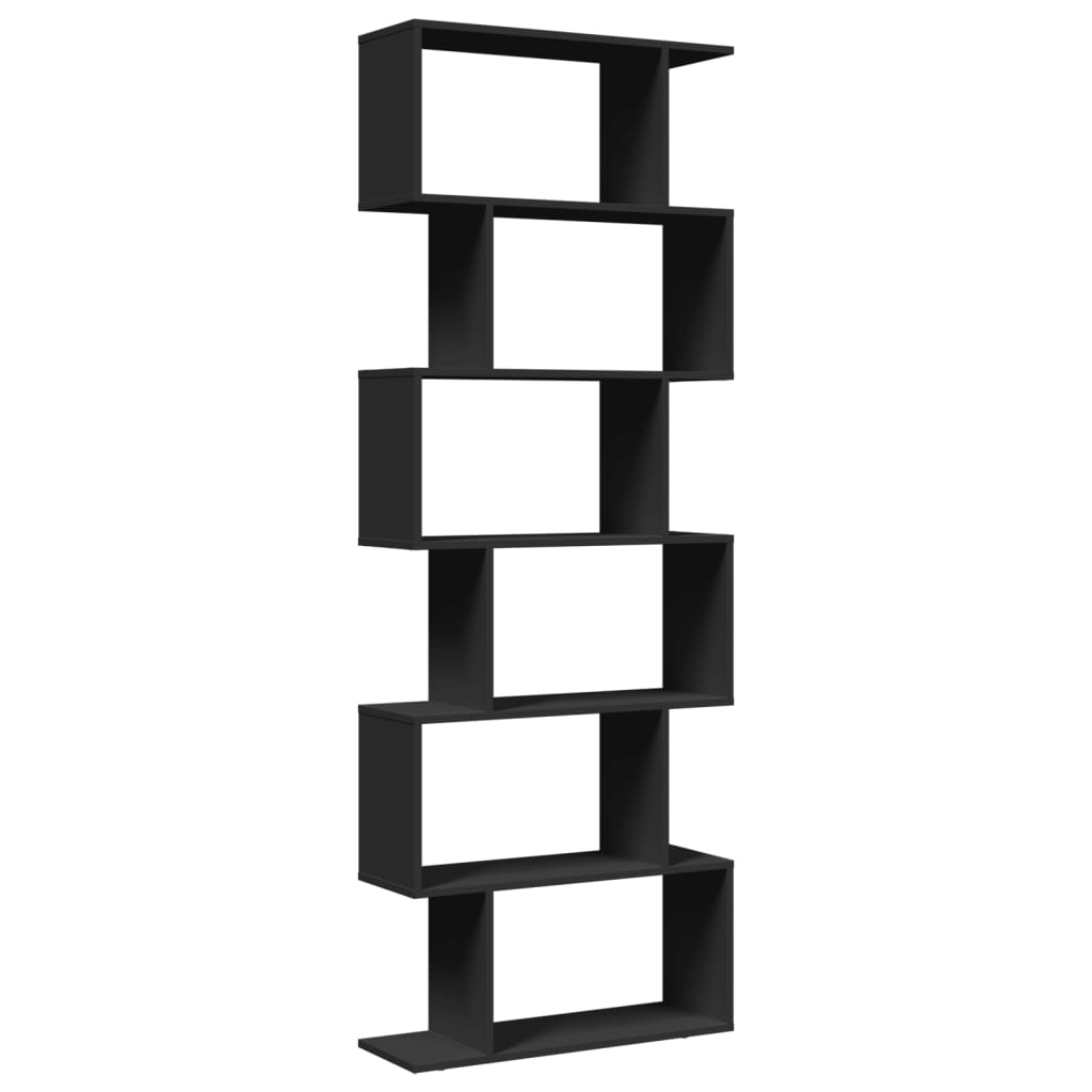 Room Divider Bookcase 6 Tiers Black 70x24x193 cm