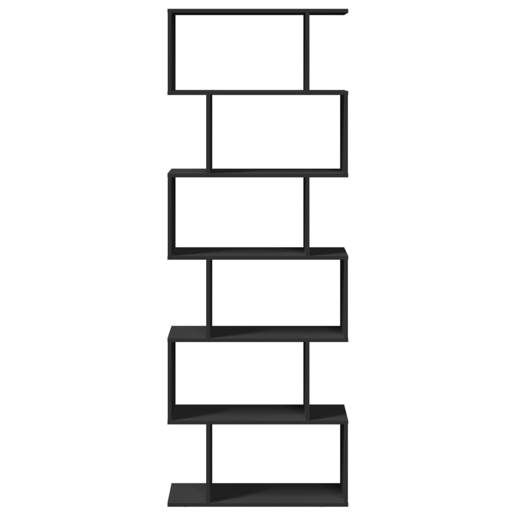 Room Divider Bookcase 6 Tiers Black 70x24x193 cm