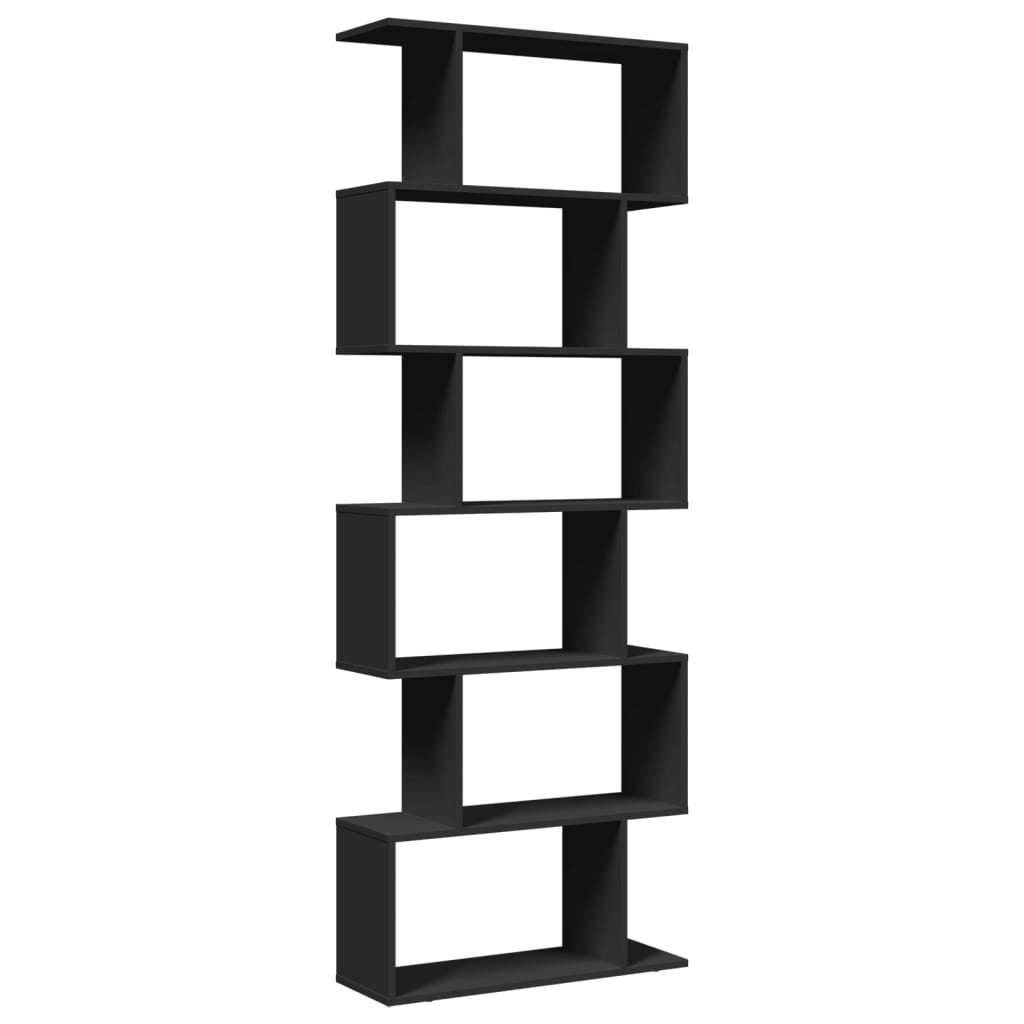 Room Divider Bookcase 6 Tiers Black 70x24x193 cm