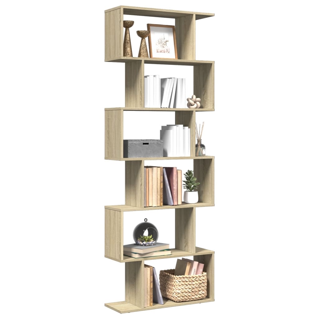 Room Divider Bookcase 6 Tiers Sonoma Oak 70x24x193 cm