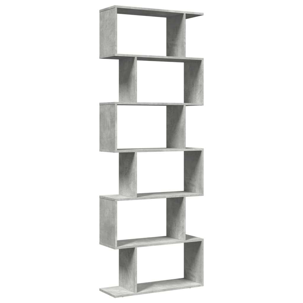 Room Divider Bookcase 6 Tiers Concrete Grey 70x24x193 cm