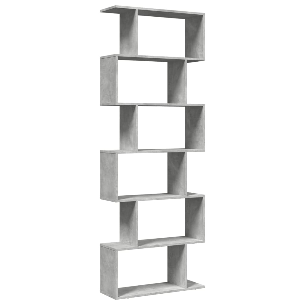 Room Divider Bookcase 6 Tiers Concrete Grey 70x24x193 cm