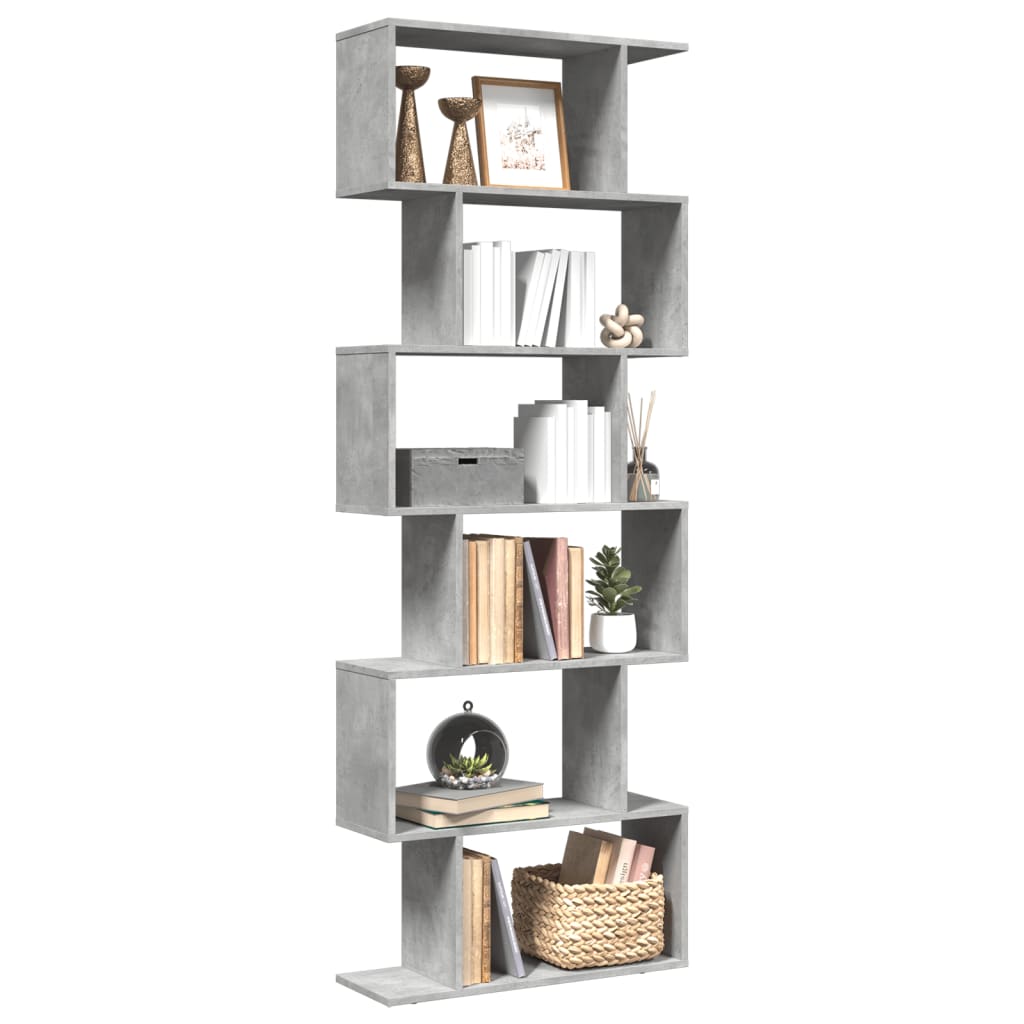 Room Divider Bookcase 6 Tiers Concrete Grey 70x24x193 cm