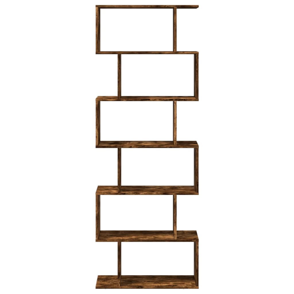 Room Divider Bookcase 6 Tiers Smoked Oak 70x24x193 cm