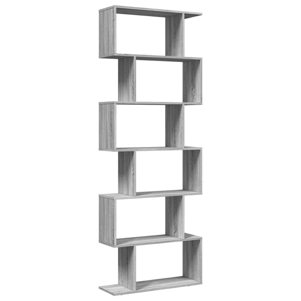 Room Divider Bookcase 6 Tiers Grey Sonoma 70x24x193 cm