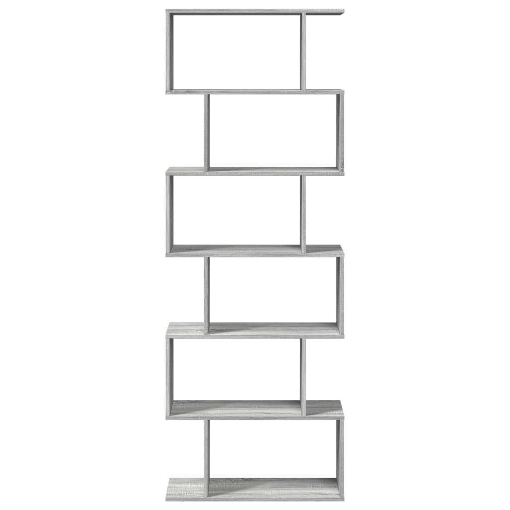 Room Divider Bookcase 6 Tiers Grey Sonoma 70x24x193 cm