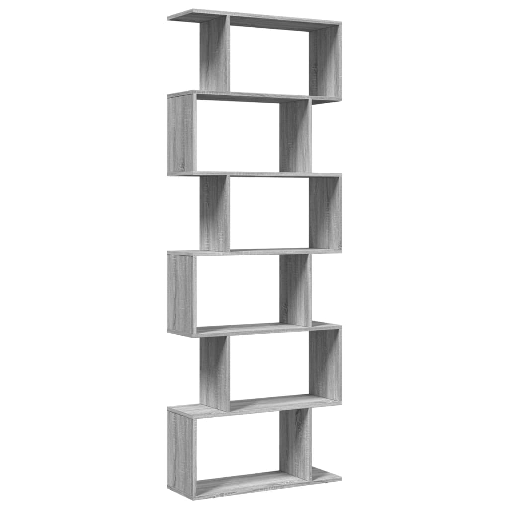 Room Divider Bookcase 6 Tiers Grey Sonoma 70x24x193 cm