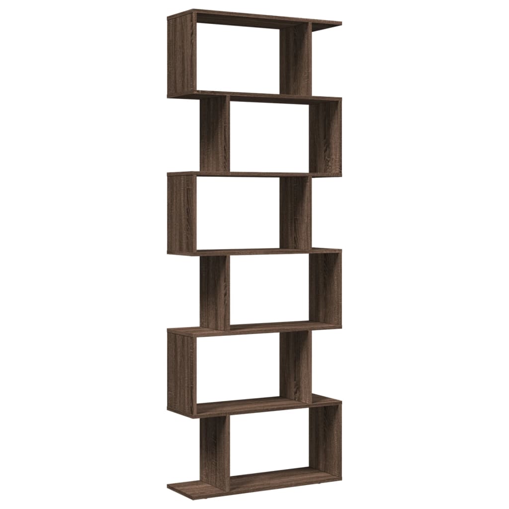 Room Divider Bookcase 6 Tiers Brown Oak Look 70x24x193 cm