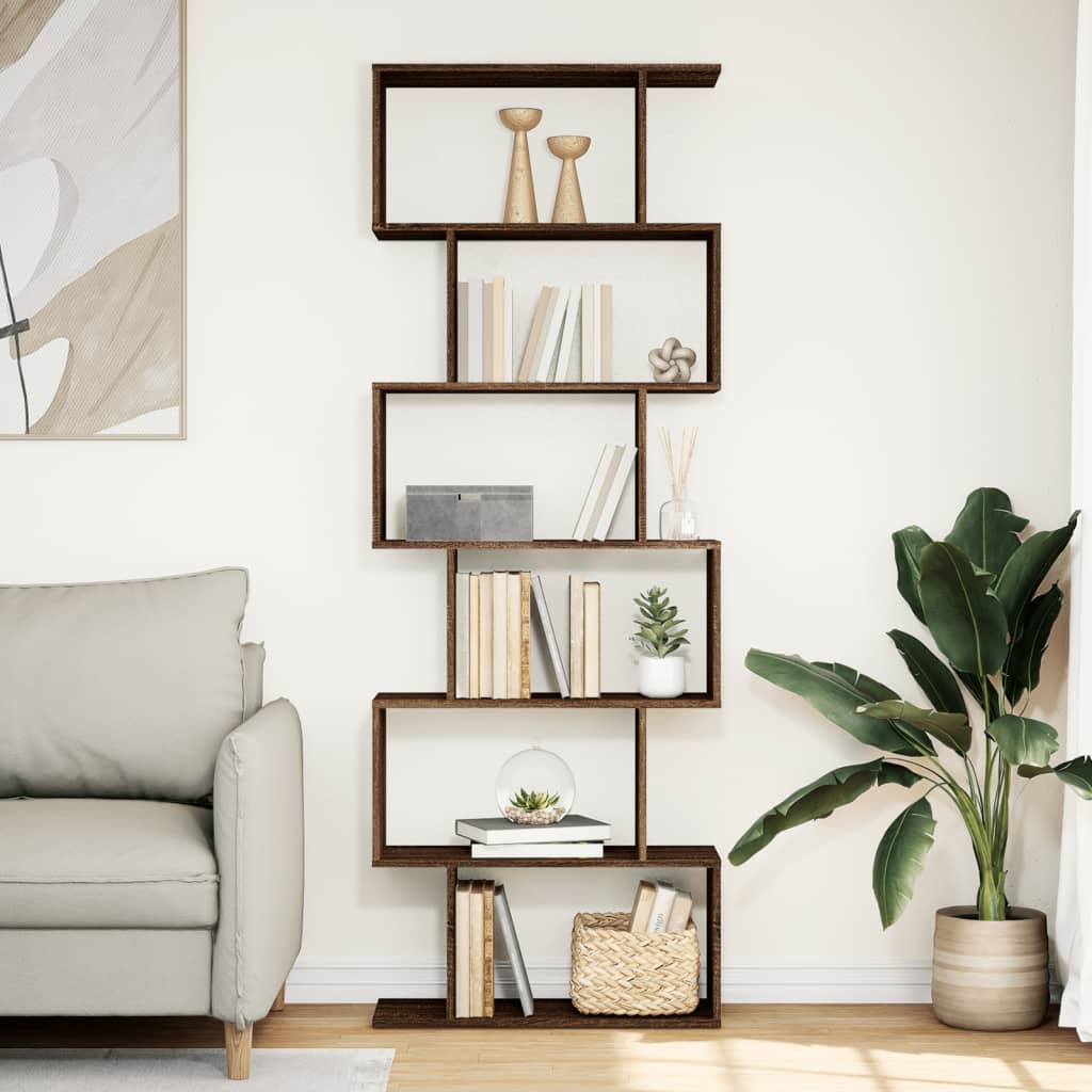 Room Divider Bookcase 6 Tiers Brown Oak Look 70x24x193 cm