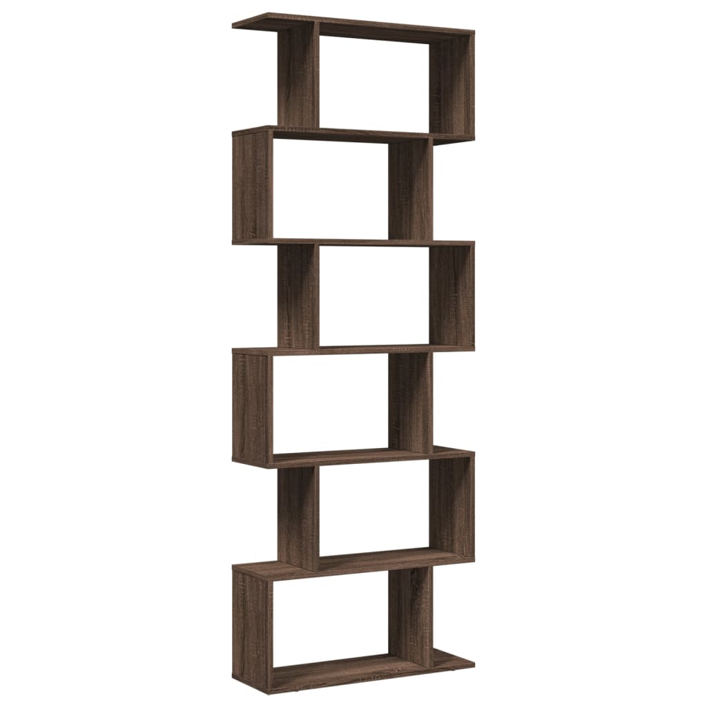 Room Divider Bookcase 6 Tiers Brown Oak Look 70x24x193 cm