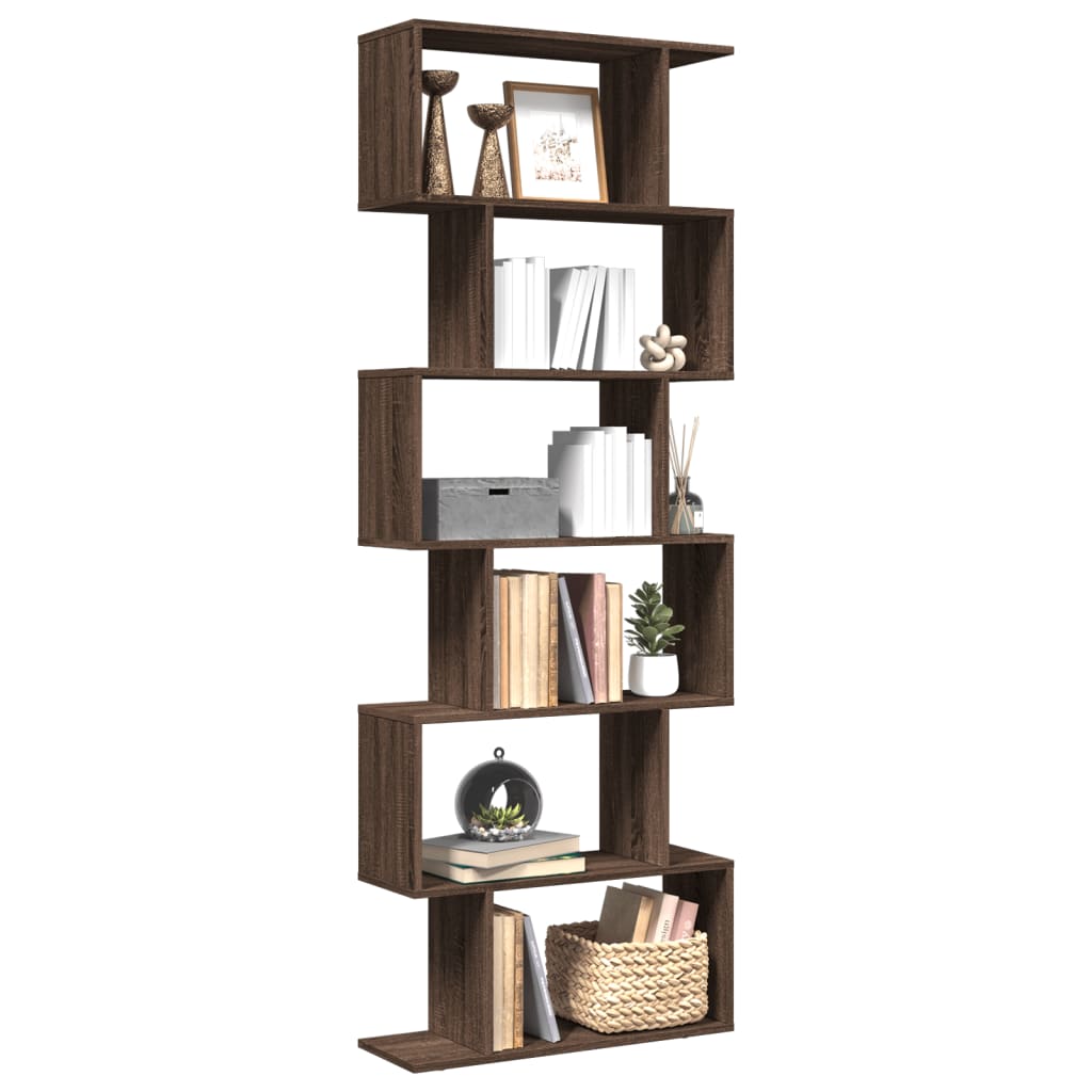 Room Divider Bookcase 6 Tiers Brown Oak Look 70x24x193 cm