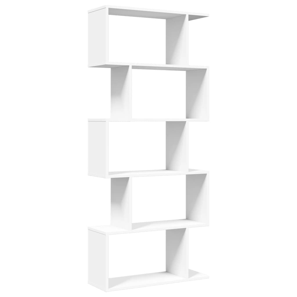 Room Divider Bookcase 5 Tiers White 70x24x161 cm Wood Material