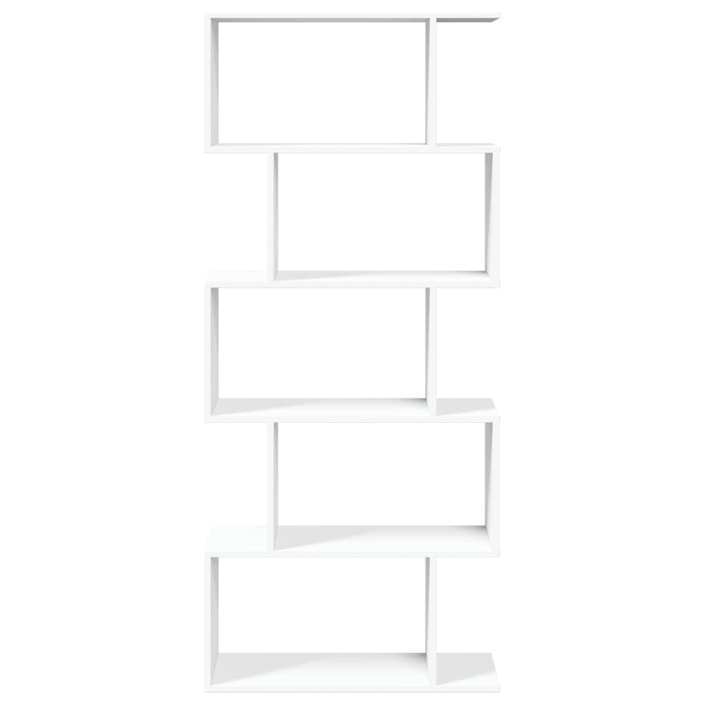 Room Divider Bookcase 5 Tiers White 70x24x161 cm Wood Material