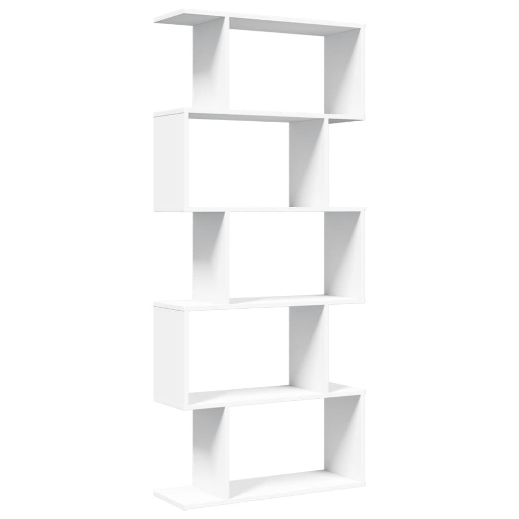 Room Divider Bookcase 5 Tiers White 70x24x161 cm Wood Material