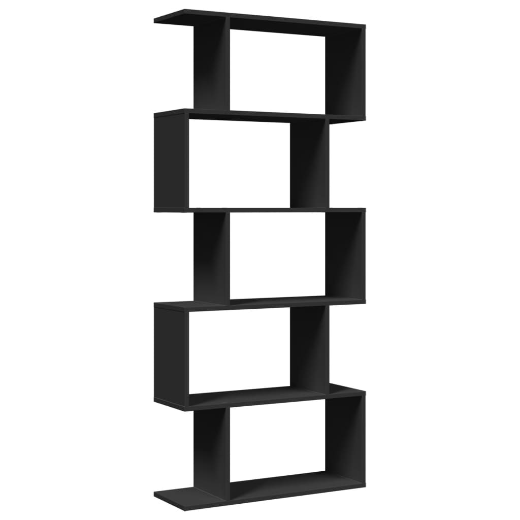 Room Divider Bookcase 5 Tiers Black 70x24x161 cm