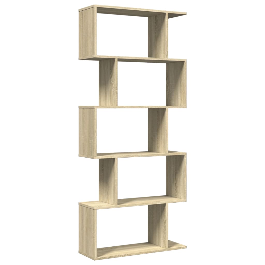 Room Divider Bookcase 5 Tiers Sonoma Oak 70x24x161 cm