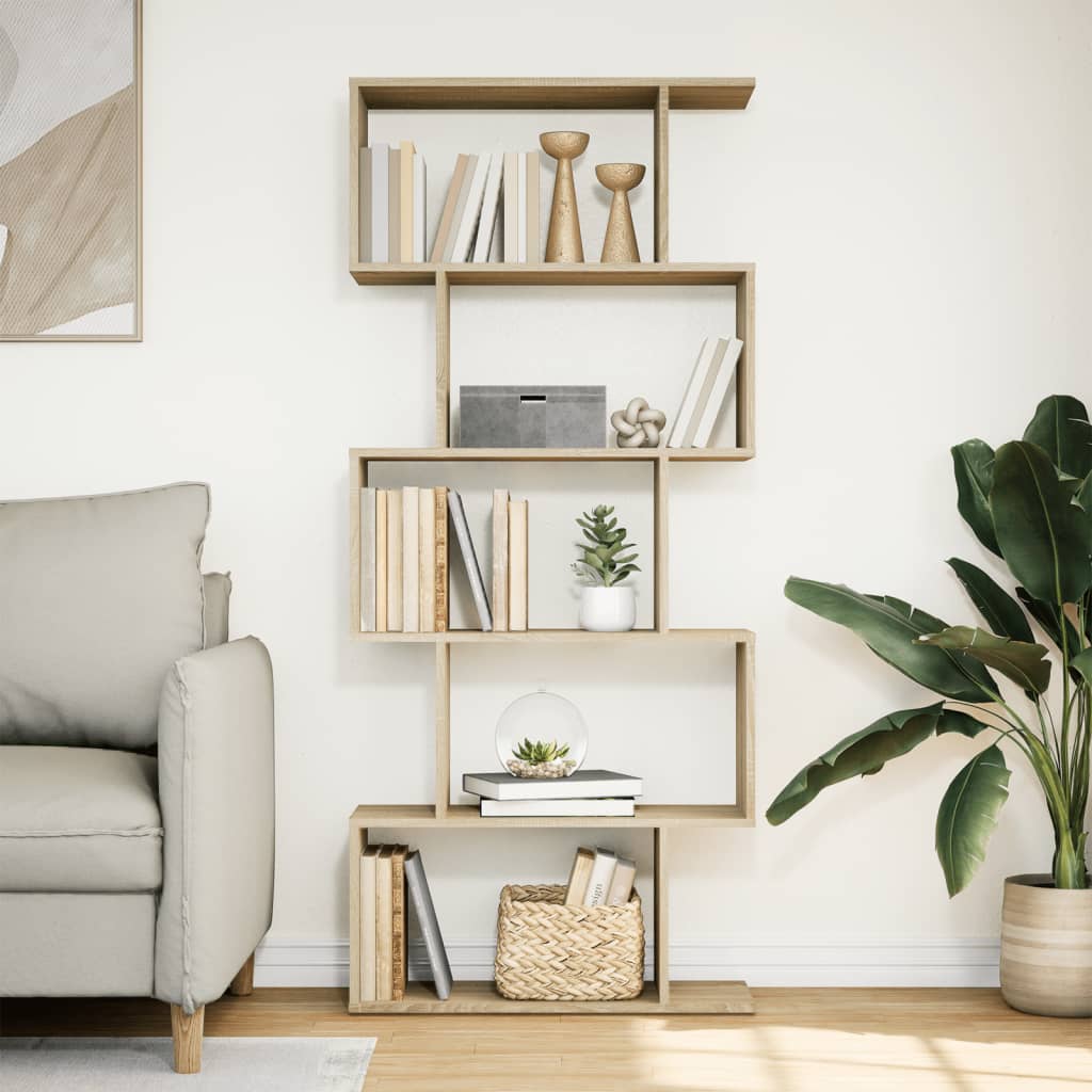 Room Divider Bookcase 5 Tiers Sonoma Oak 70x24x161 cm