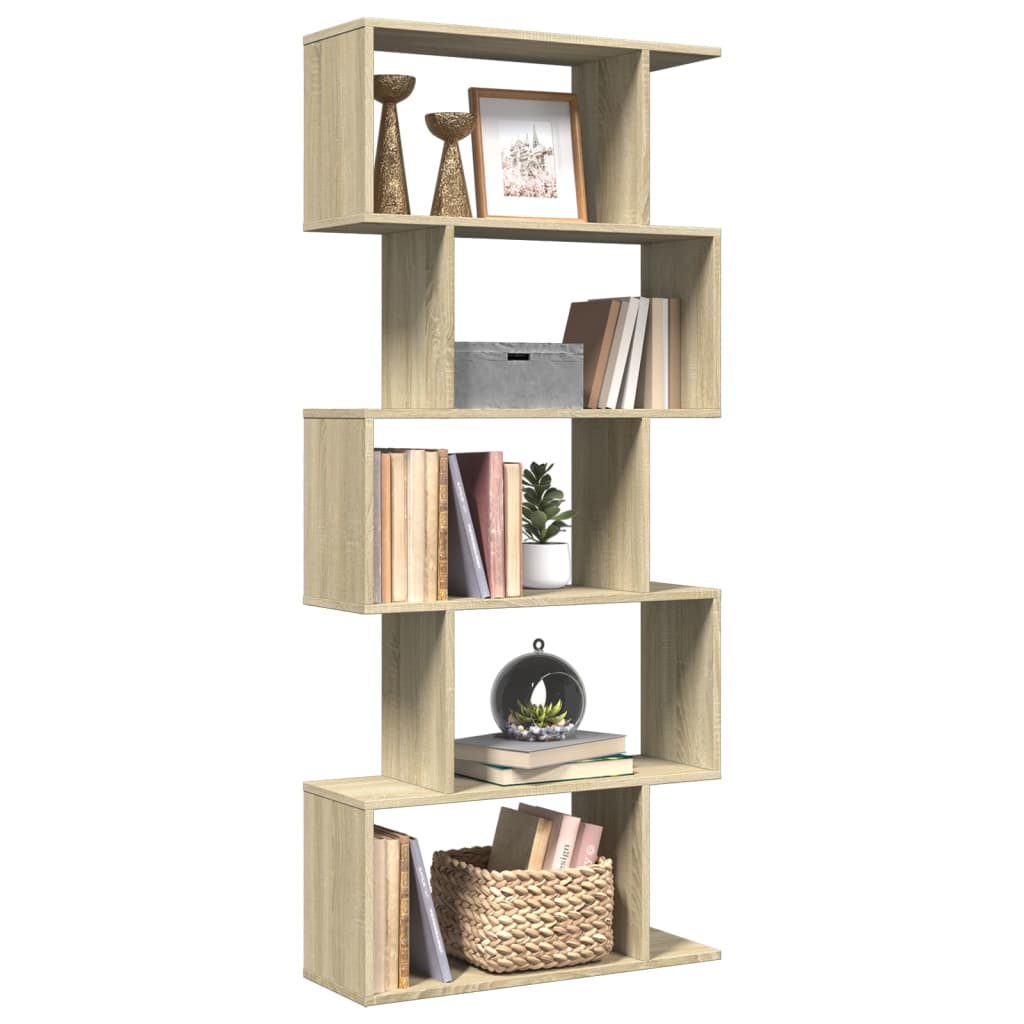 Room Divider Bookcase 5 Tiers Sonoma Oak 70x24x161 cm