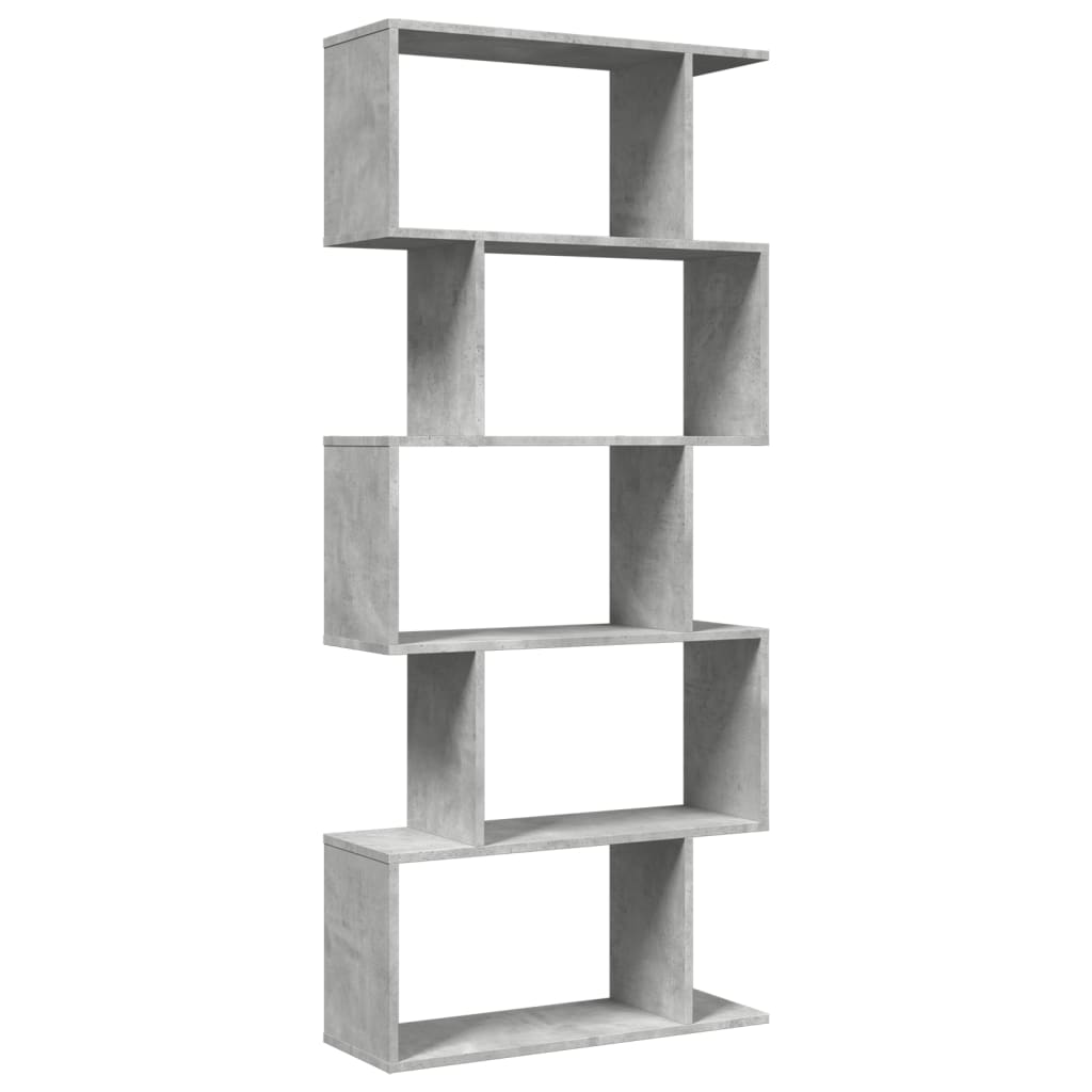 Room Divider Bookcase 5 Tiers Concrete Grey 70x24x161 cm