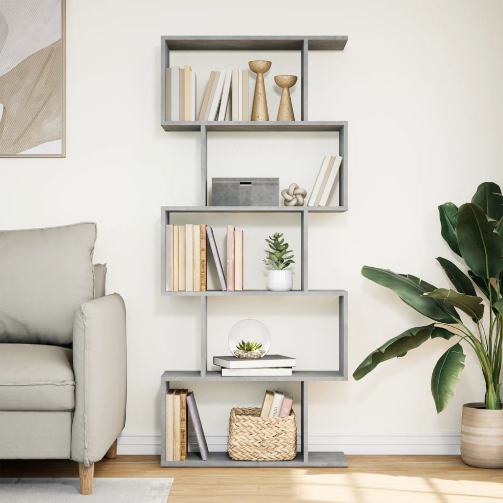 Room Divider Bookcase 5 Tiers Concrete Grey 70x24x161 cm