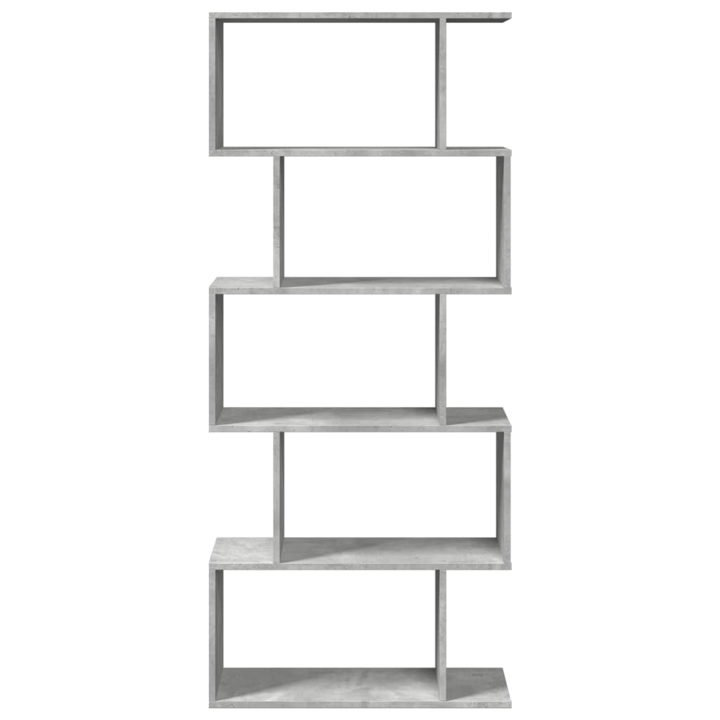 Room Divider Bookcase 5 Tiers Concrete Grey 70x24x161 cm