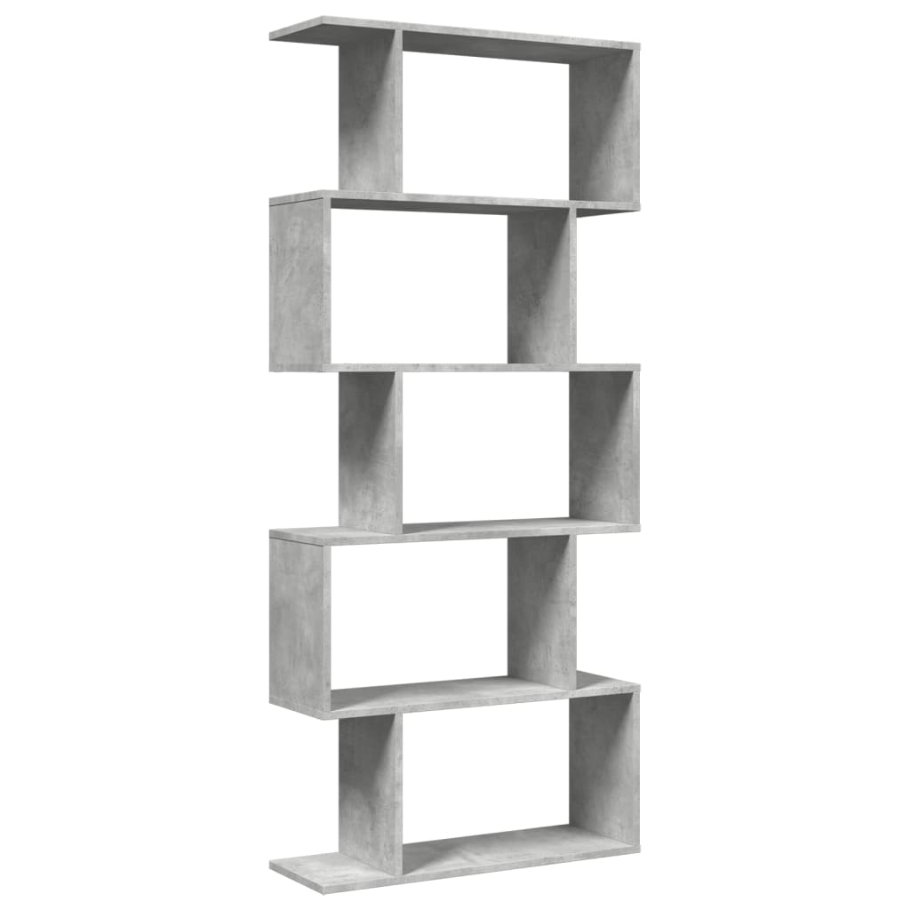 Room Divider Bookcase 5 Tiers Concrete Grey 70x24x161 cm