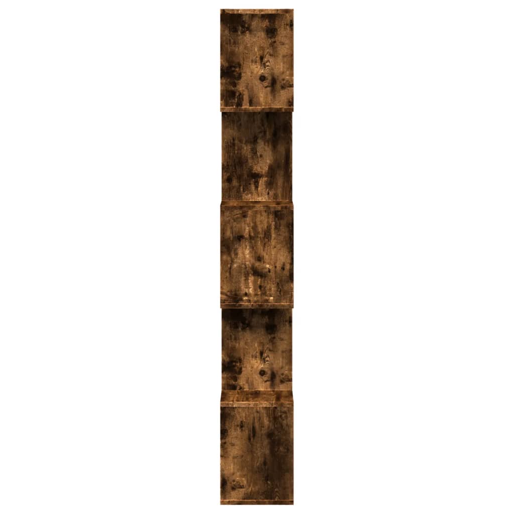 Room Divider Bookcase 5 Tiers Smoked Oak 70x24x161 cm