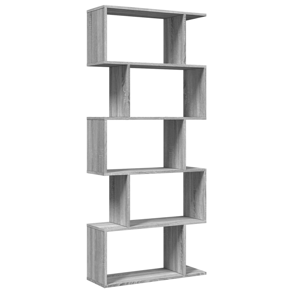 Room Divider Bookcase 5 Tiers Gray Sonoma 70x24x161 cm