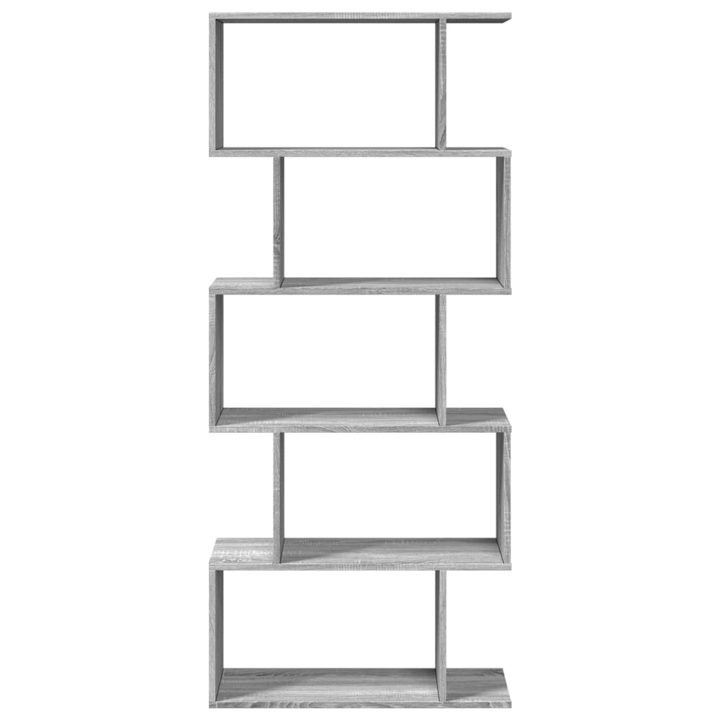 Room Divider Bookcase 5 Tiers Gray Sonoma 70x24x161 cm