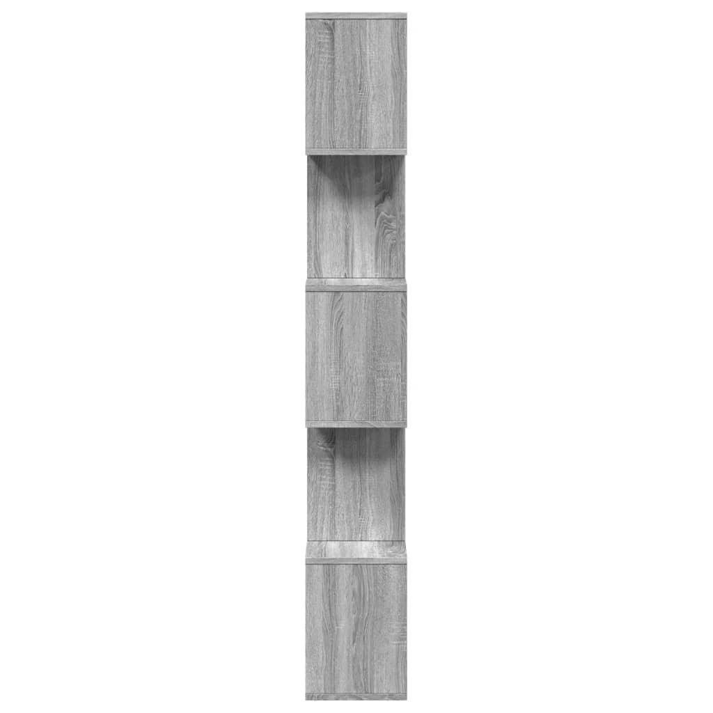 Room Divider Bookcase 5 Tiers Gray Sonoma 70x24x161 cm