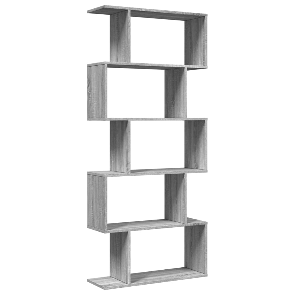 Room Divider Bookcase 5 Tiers Gray Sonoma 70x24x161 cm