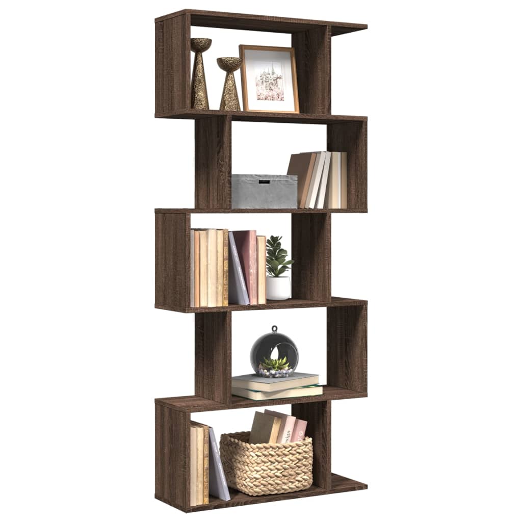 Room Divider Bookcase 5 Tiers Brown Oak Look 70x24x161 cm