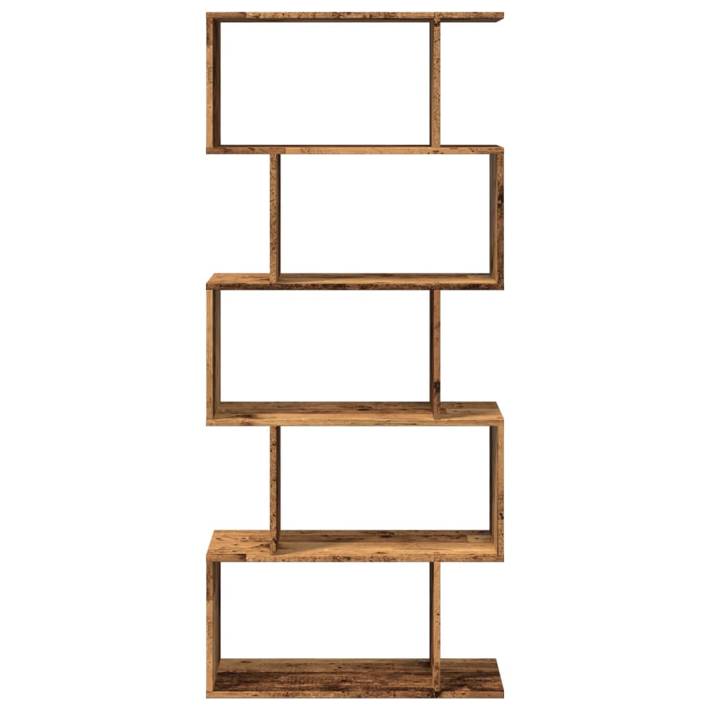 Room Divider Bookcase 5 Tiers Old Wood Look 70x24x161 cm