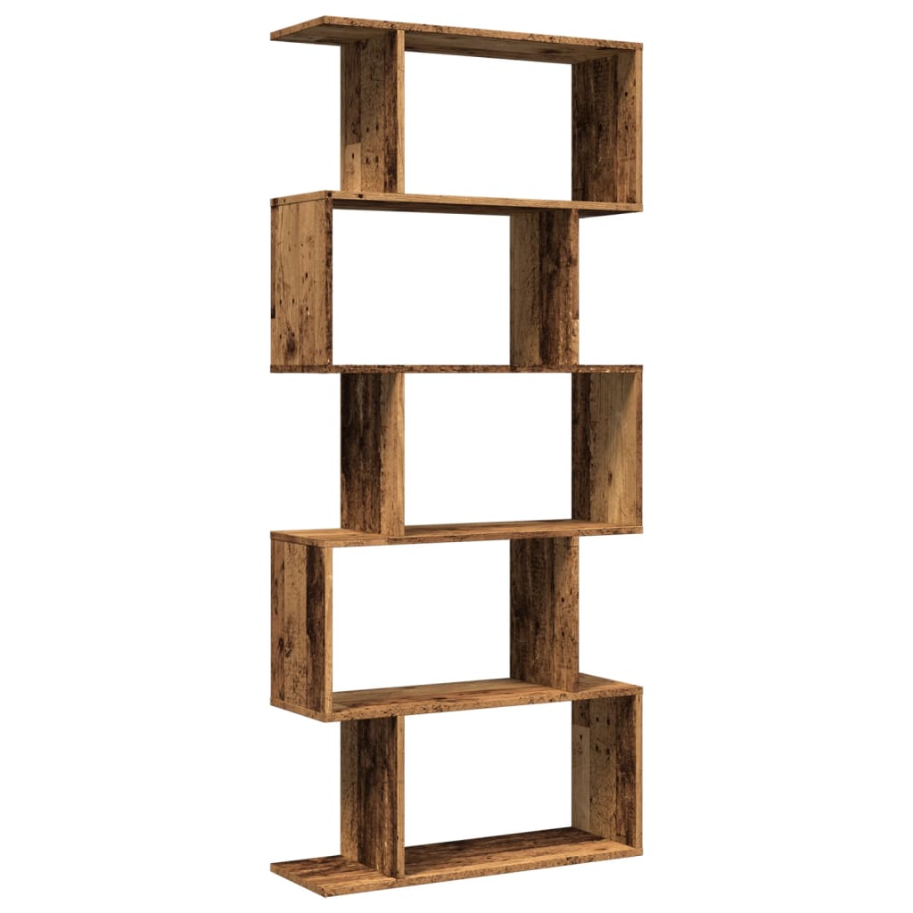 Room Divider Bookcase 5 Tiers Old Wood Look 70x24x161 cm