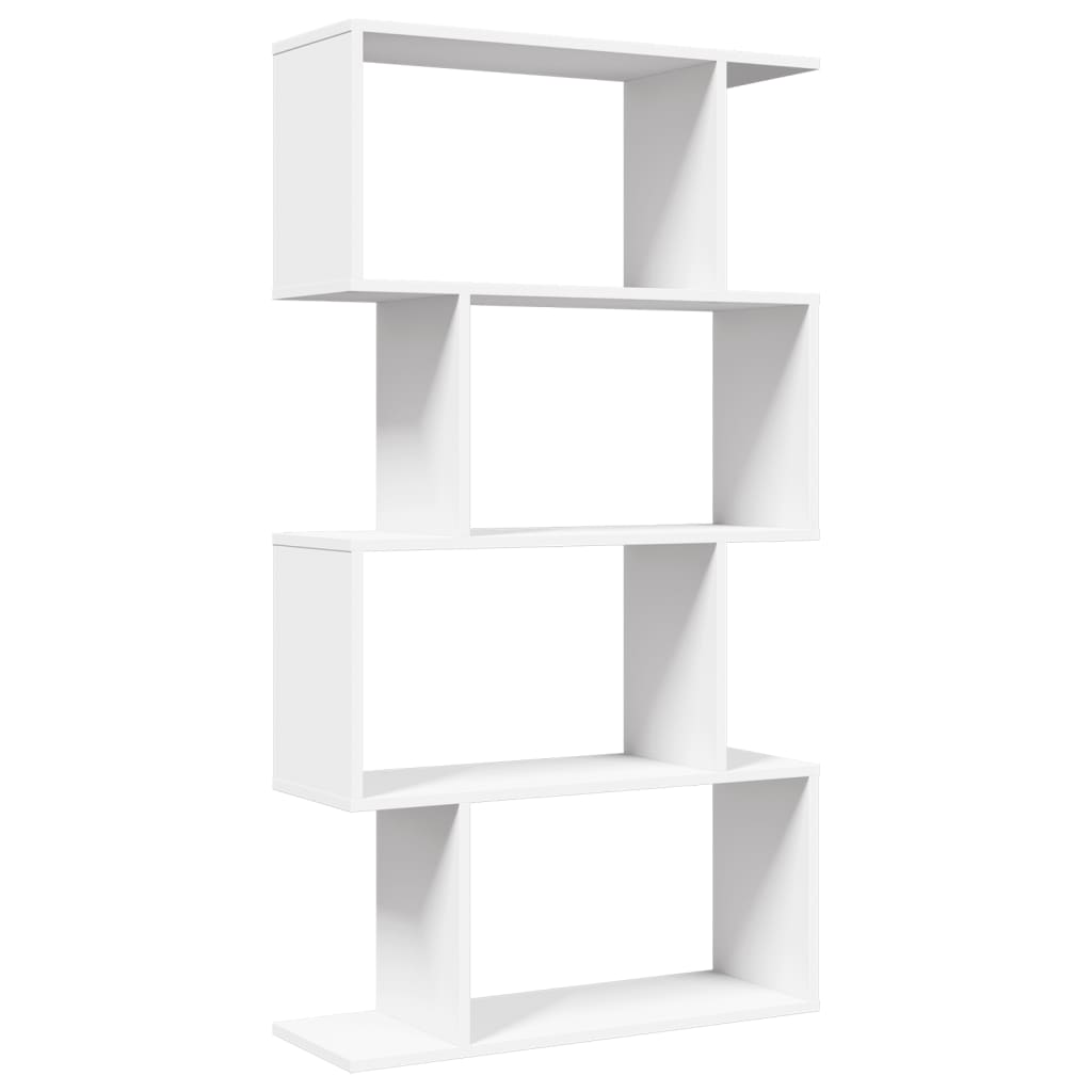 Room Divider Bookcase 4 Shelves White 70x24x129 cm Wood Material