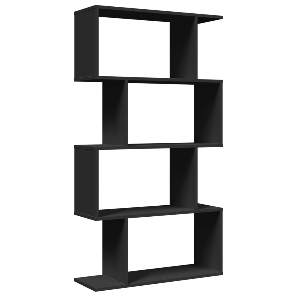 Room Divider Bookcase 4 Shelves Black 70x24x129 cm