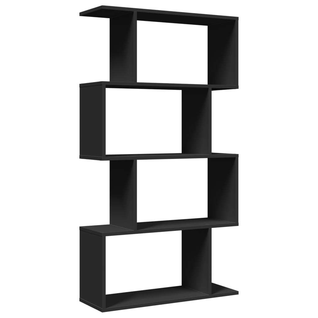 Room Divider Bookcase 4 Shelves Black 70x24x129 cm