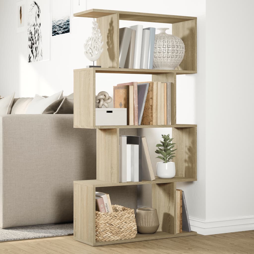 Room Divider Bookcase 4 Shelves Sonoma Oak 70x24x129 cm