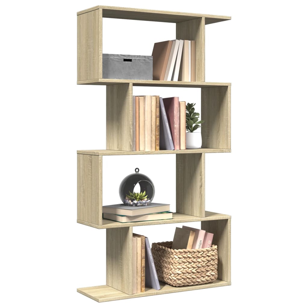 Room Divider Bookcase 4 Shelves Sonoma Oak 70x24x129 cm